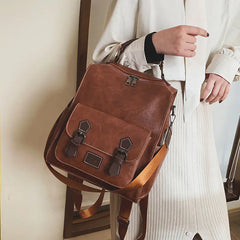 Trendy Vintage PU Leather Women's Backpack for Travel