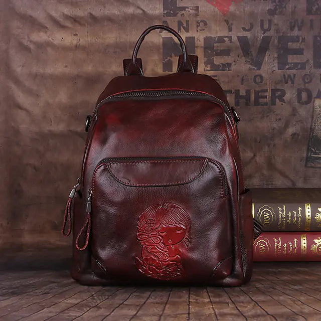 Vintage Leather Women's Backpack for iPad and Travel
