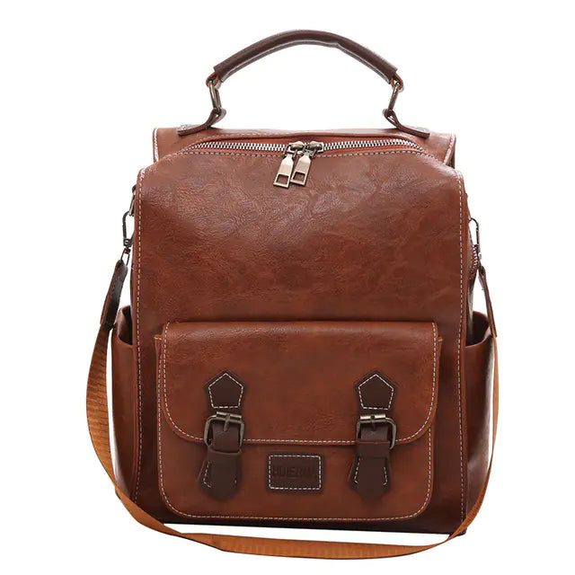 Trendy Vintage PU Leather Women's Backpack for Travel