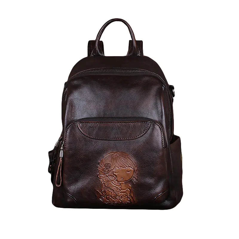 Vintage Leather Women's Backpack for iPad and Travel