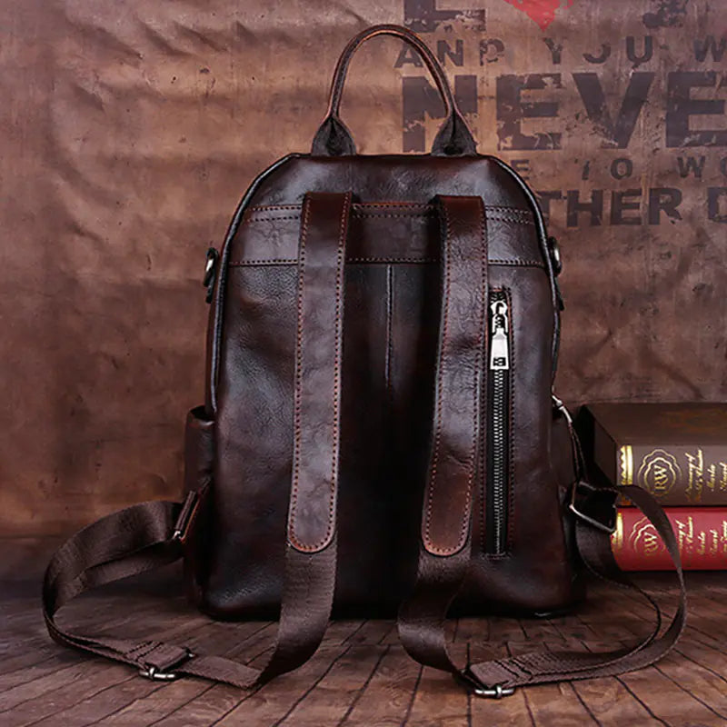 Vintage Leather Women's Backpack for iPad and Travel