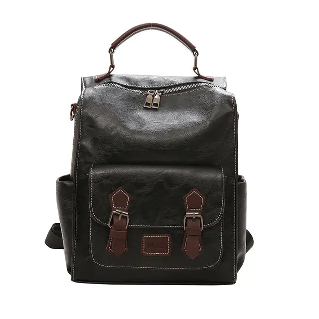 Trendy Vintage PU Leather Women's Backpack for Travel