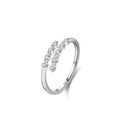 S925 Sterling Silver Geometric Ring with Diamond Design