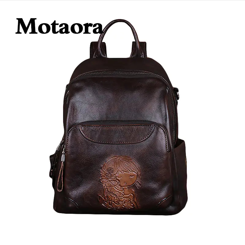Vintage Leather Women's Backpack for iPad and Travel