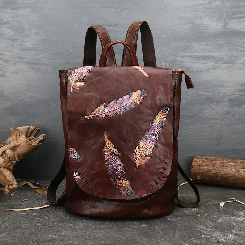 Vintage Leather Women's Backpack - Travel Bag
