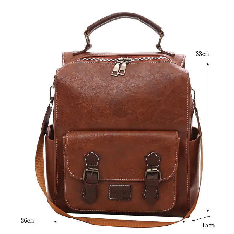 Trendy Vintage PU Leather Women's Backpack for Travel