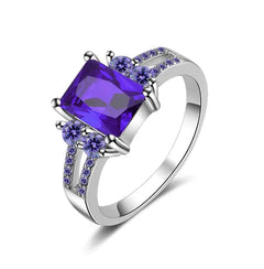 Purple Diamond Ring with Square Zirconia Design