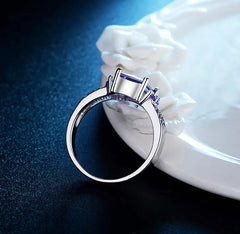 Purple Diamond Ring with Square Zirconia Design
